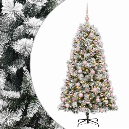 vidaXL Artificial Hinged Christmas Tree with Baubles 240 cm 300 LEDs