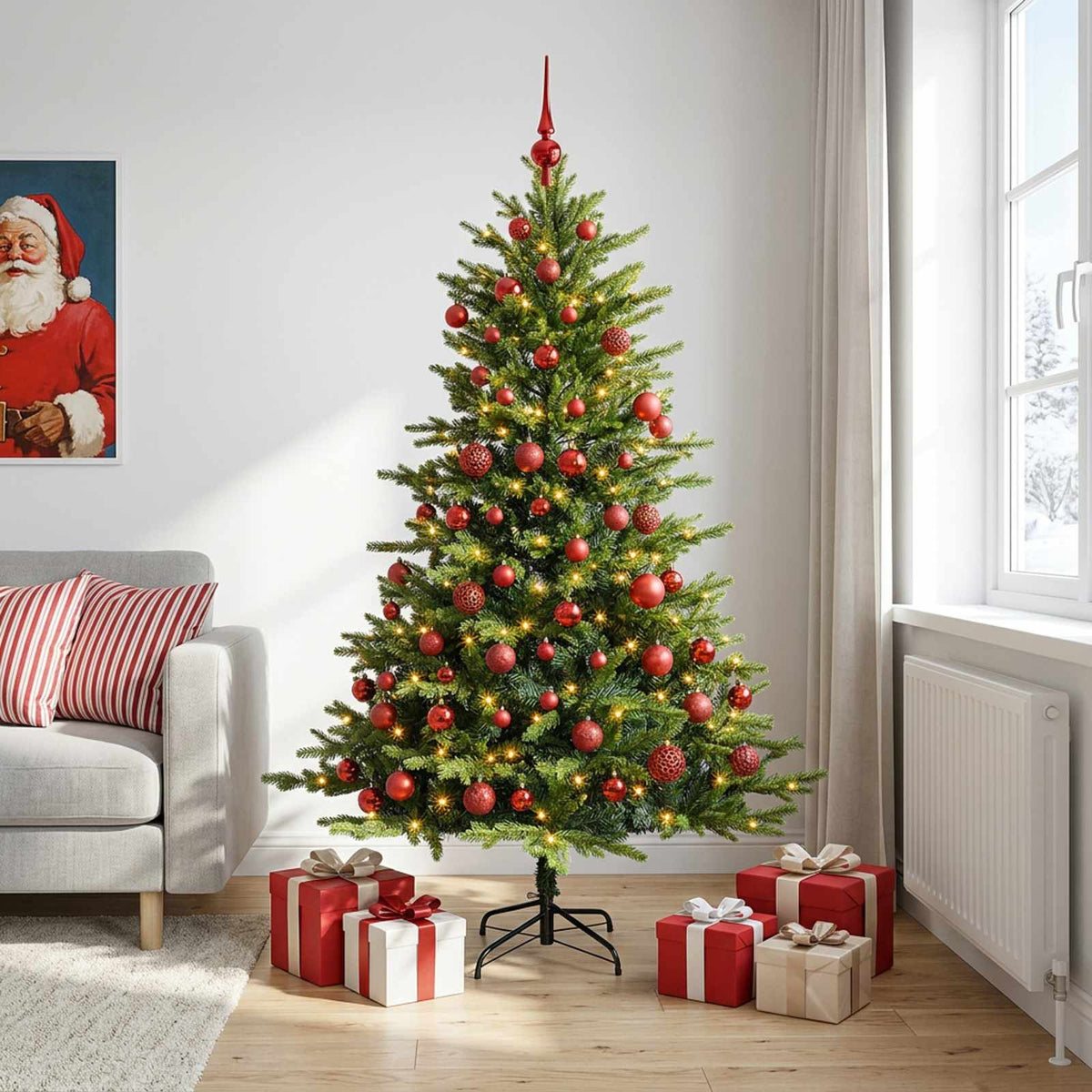vidaXL Artificial Christmas Tree with Bauble 240 cm 300 LEDs