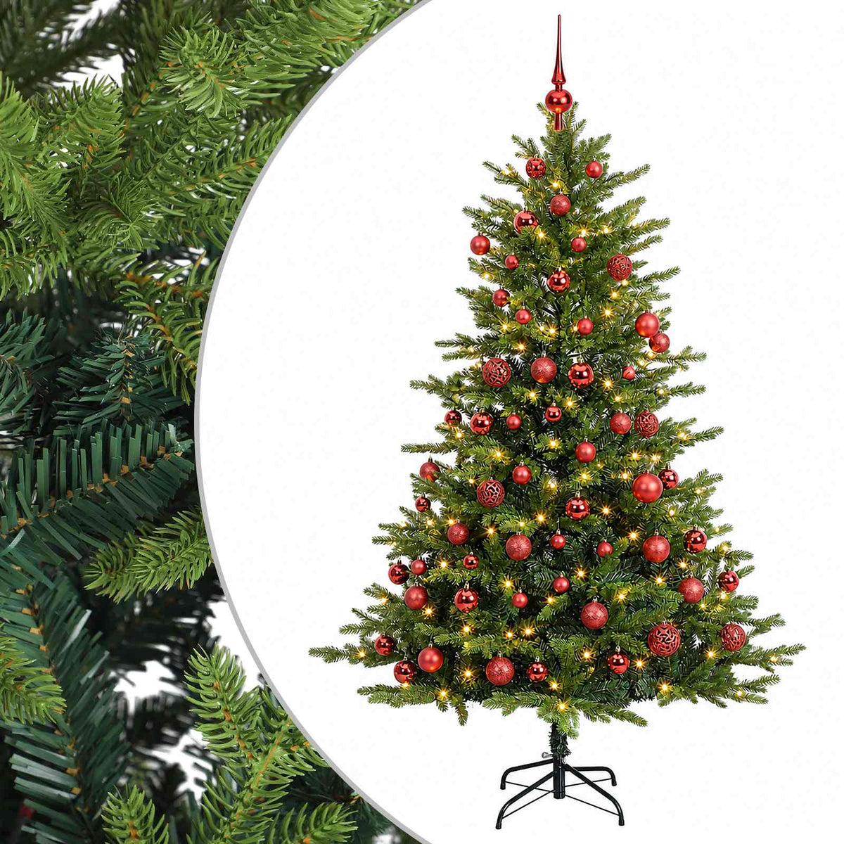 vidaXL Artificial Christmas Tree with Bauble 210 cm 300 LEDs