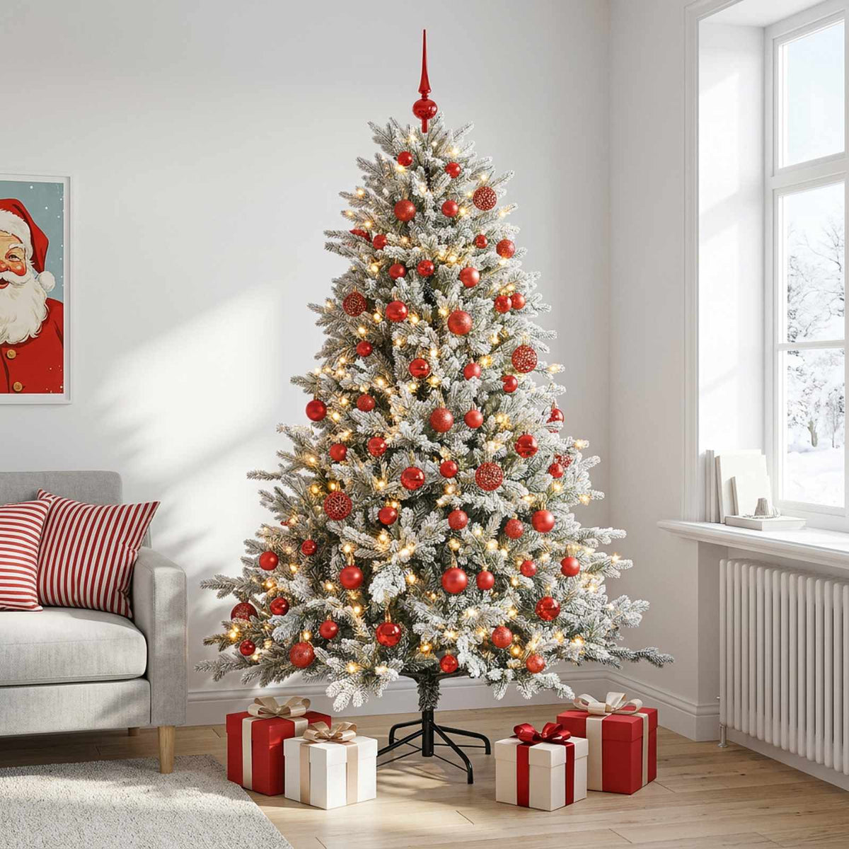 vidaXL Artificial Christmas Tree with Bauble 210 cm 300 LEDs