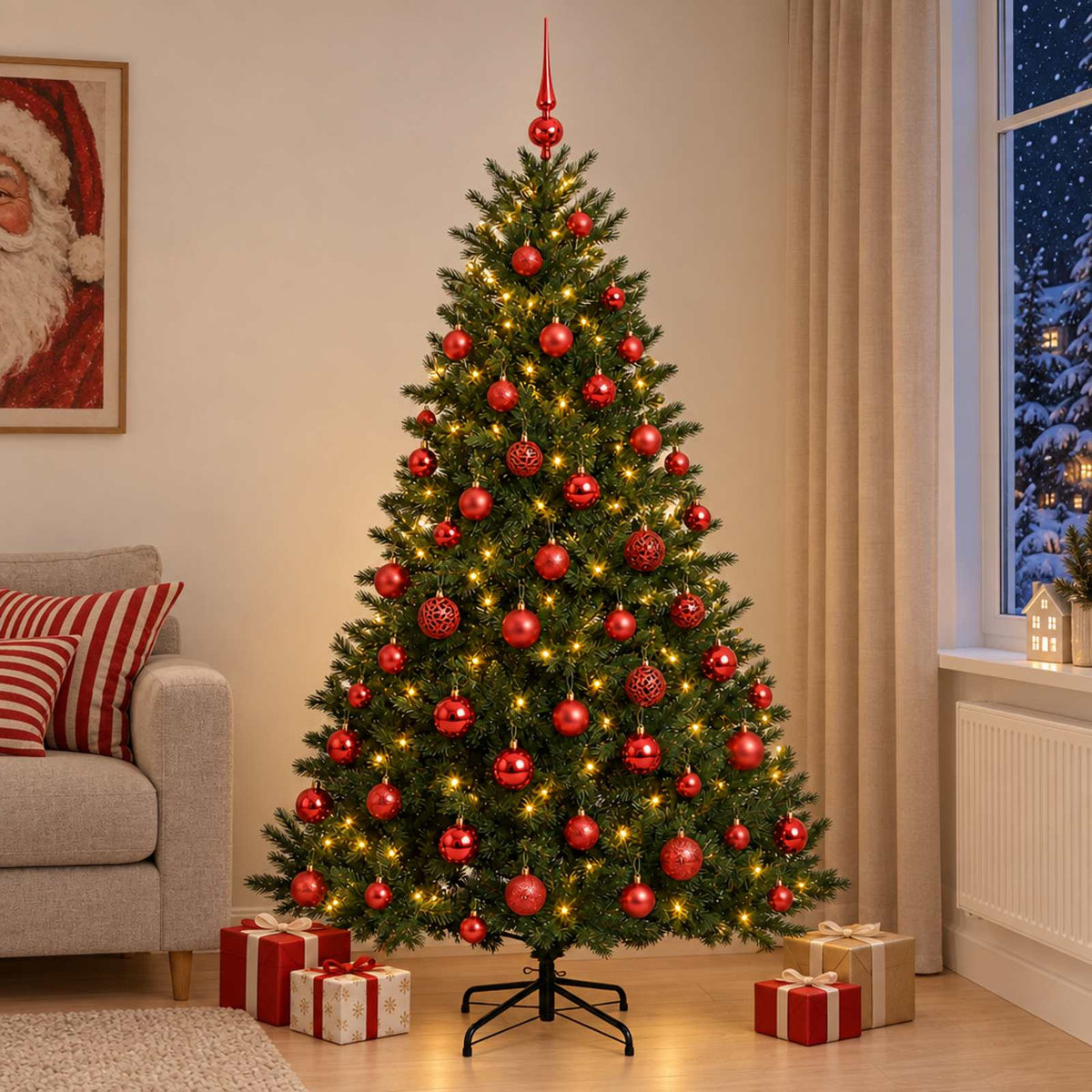 vidaXL Artificial Christmas Tree with Bauble 180 cm 300 LEDs