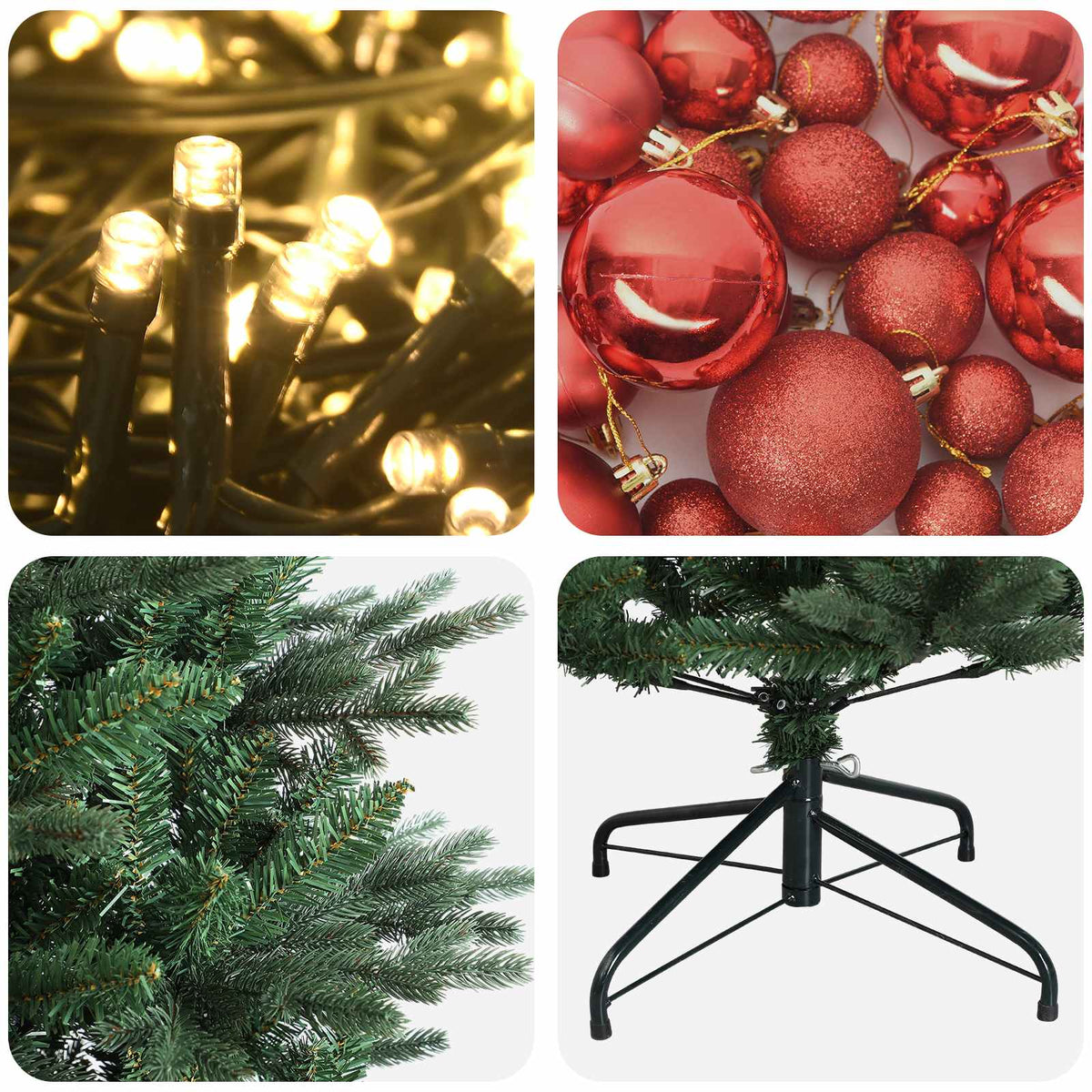 vidaXL Artificial Christmas Tree with Bauble 240 cm 300 LEDs