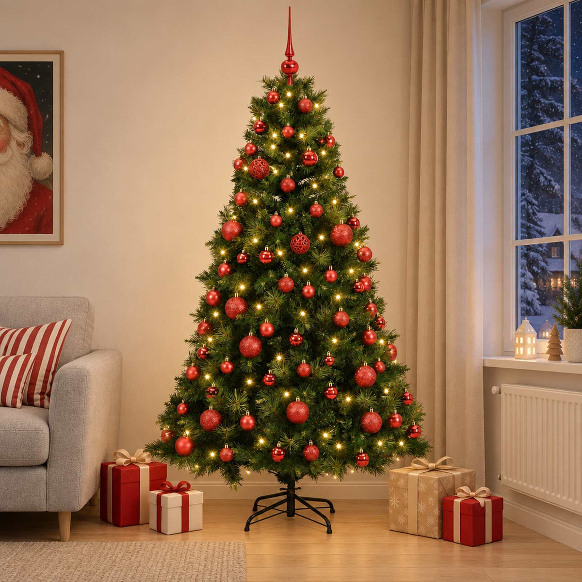 vidaXL Artificial Christmas Tree with Bauble 240 cm 300 LEDs