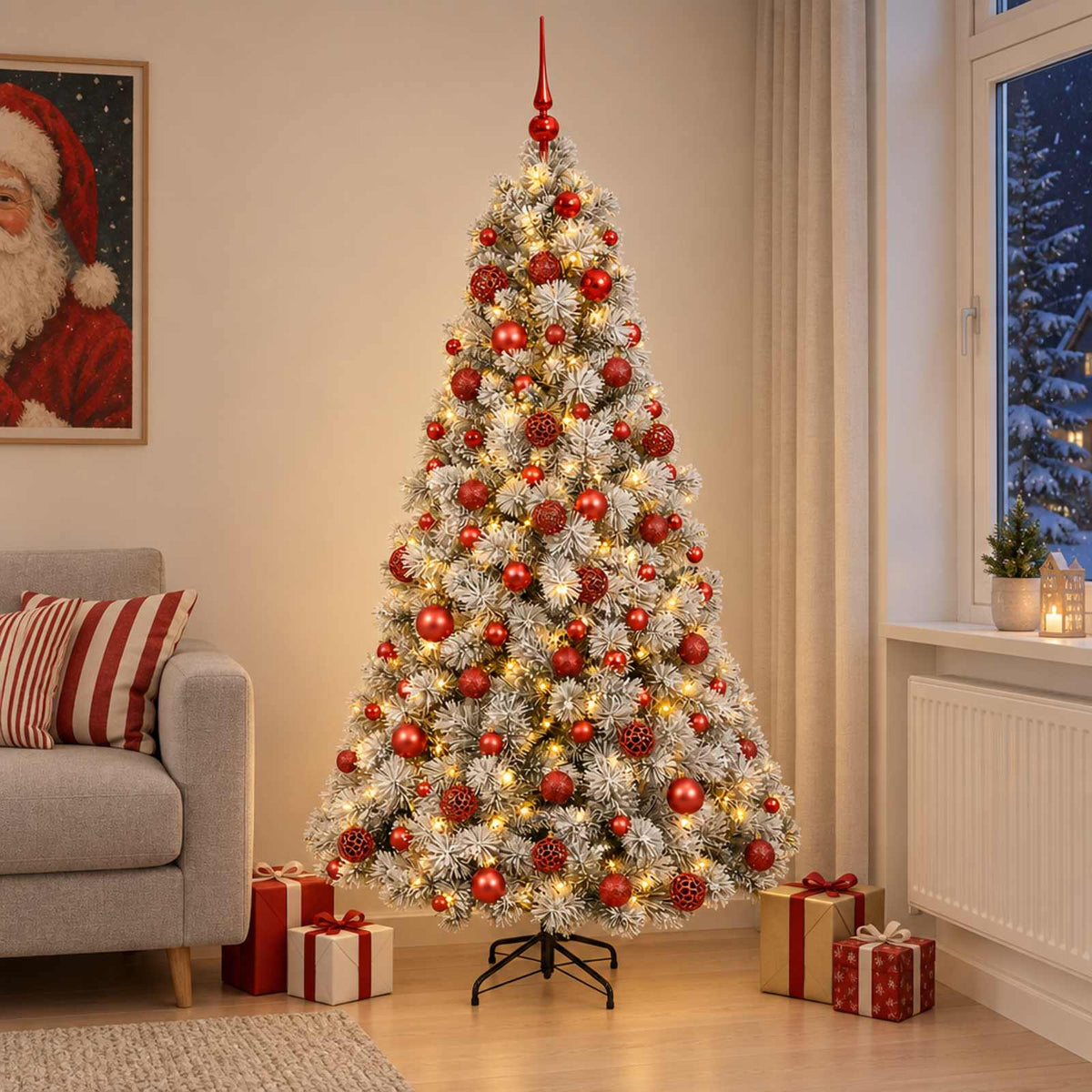vidaXL Artificial Christmas Tree with Bauble 240 cm 300 LEDs
