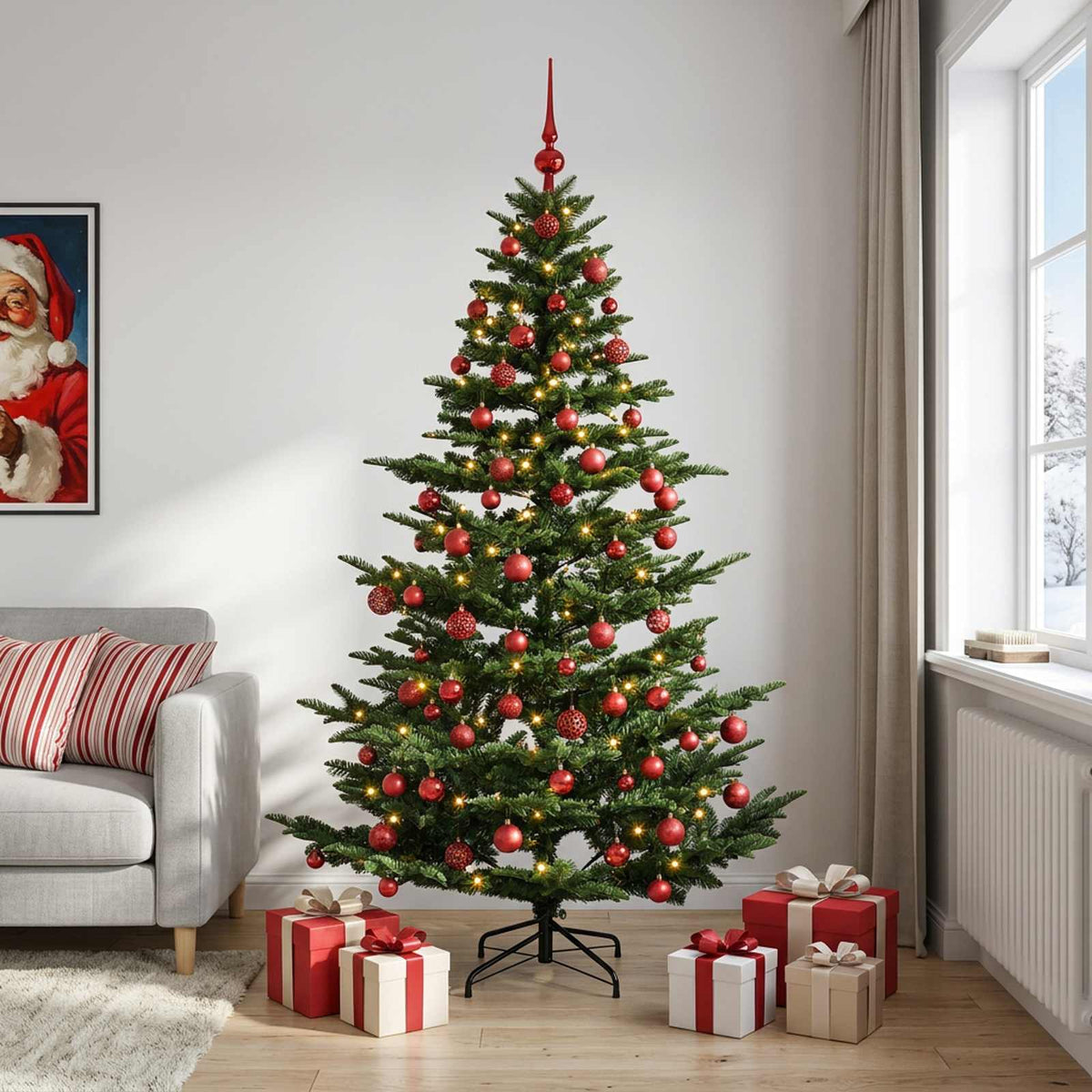 vidaXL Artificial Christmas Tree with Bauble 210 cm 300 LEDs