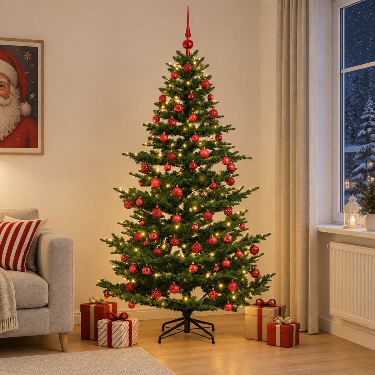 vidaXL Artificial Christmas Tree with Bauble 180 cm 300 LEDs