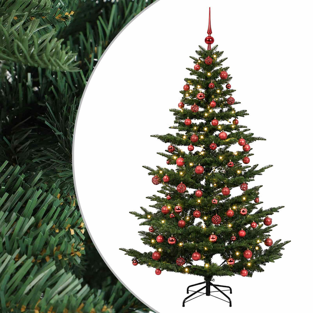 vidaXL Artificial Christmas Tree with Bauble 210 cm 300 LEDs