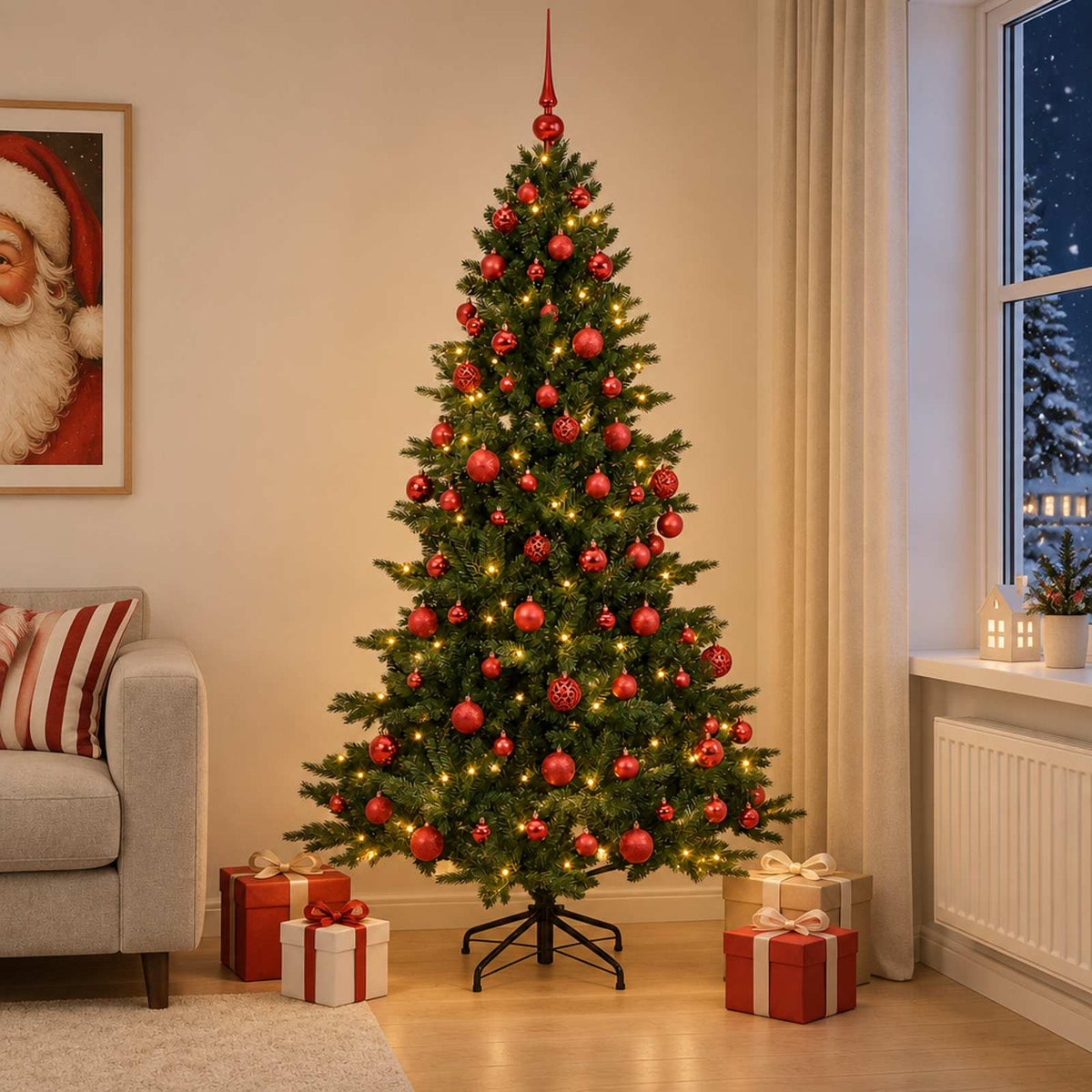 vidaXL Artificial Christmas Tree with Bauble 210 cm 300 LEDs