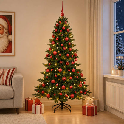 vidaXL Artificial Christmas Tree with Bauble 210 cm 300 LEDs