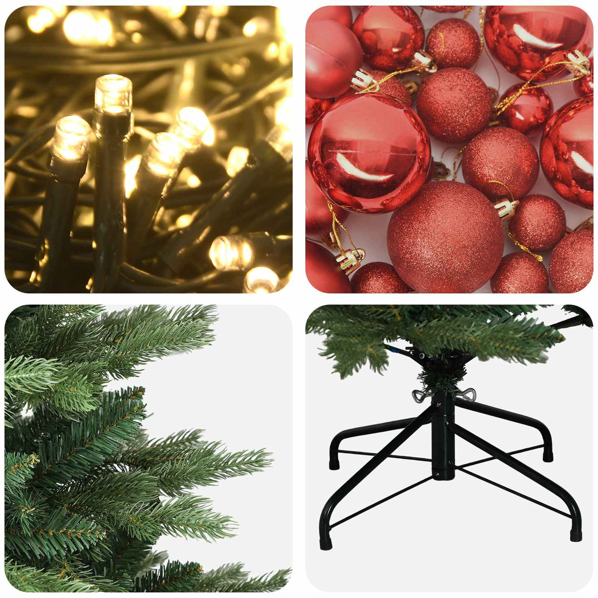 vidaXL Artificial Christmas Tree with Bauble 210 cm 300 LEDs