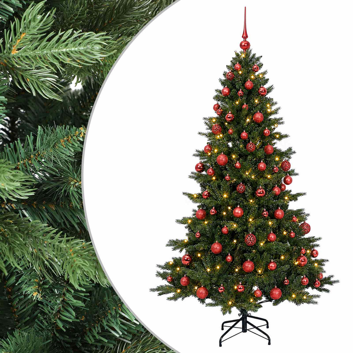 vidaXL Artificial Christmas Tree with Bauble 210 cm 300 LEDs