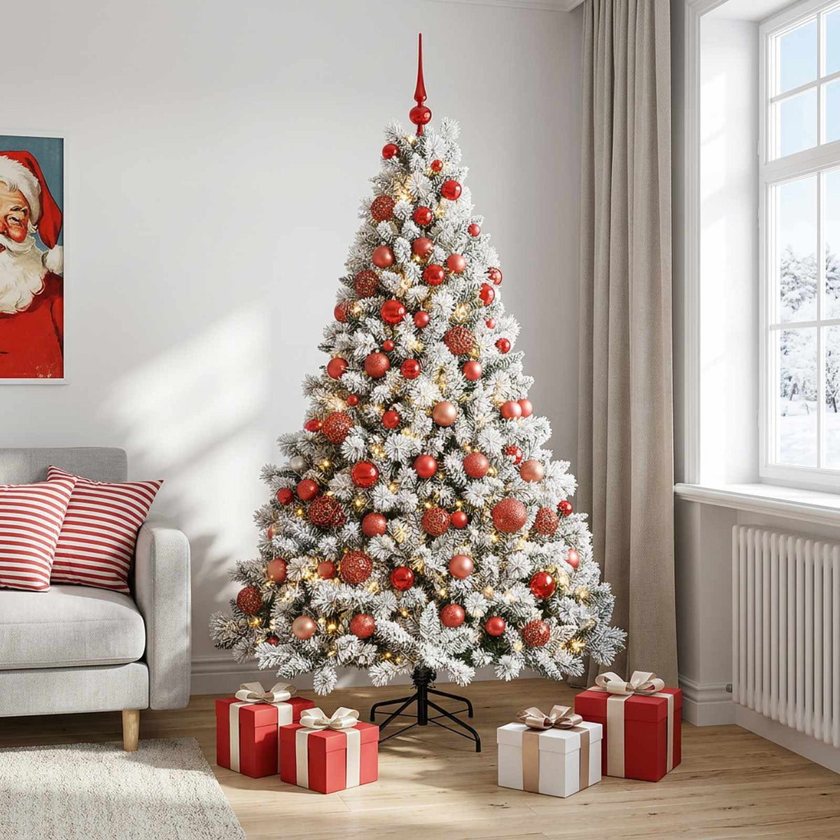 vidaXL Artificial Christmas Tree with Bauble 240 cm 300 LEDs