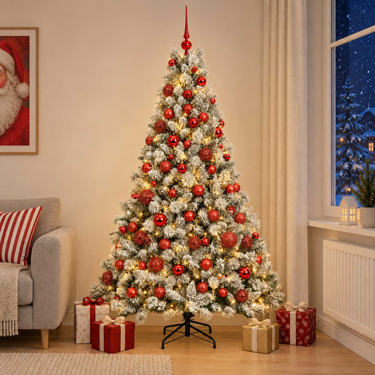 vidaXL Artificial Christmas Tree with Bauble 210 cm 300 LEDs