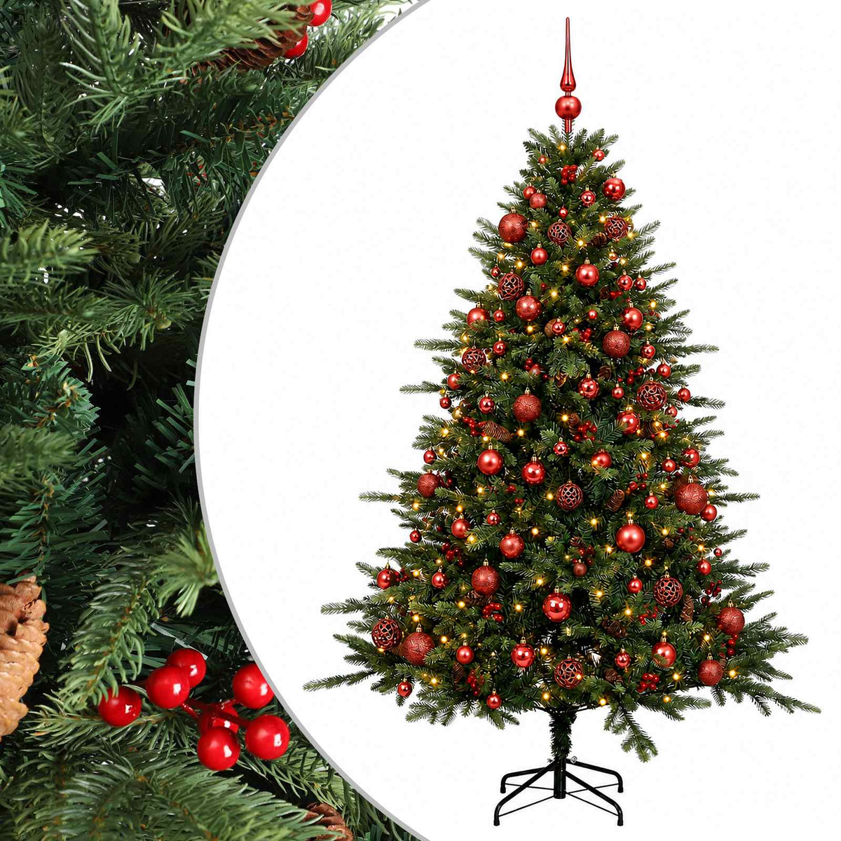 vidaXL Artificial Christmas Tree with Bauble 240 cm 300 LEDs