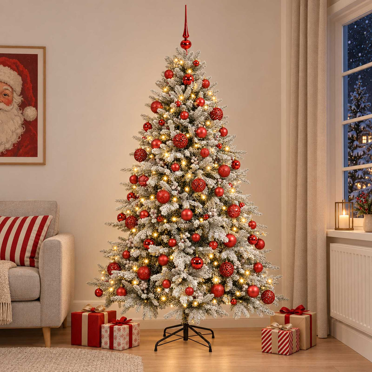 vidaXL Artificial Christmas Tree with Bauble 180 cm 300 LEDs