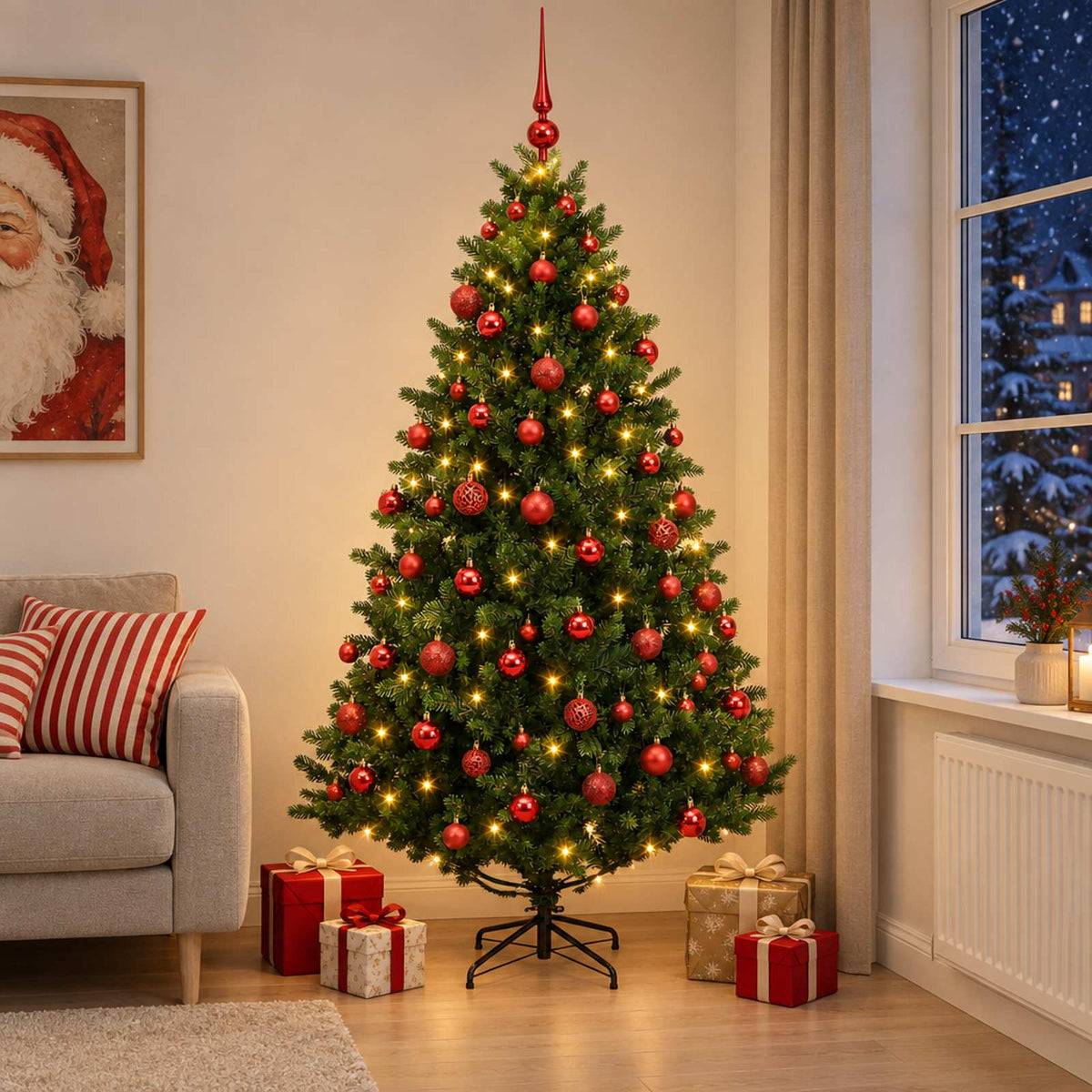 vidaXL Artificial Christmas Tree with Bauble 210 cm 300 LEDs
