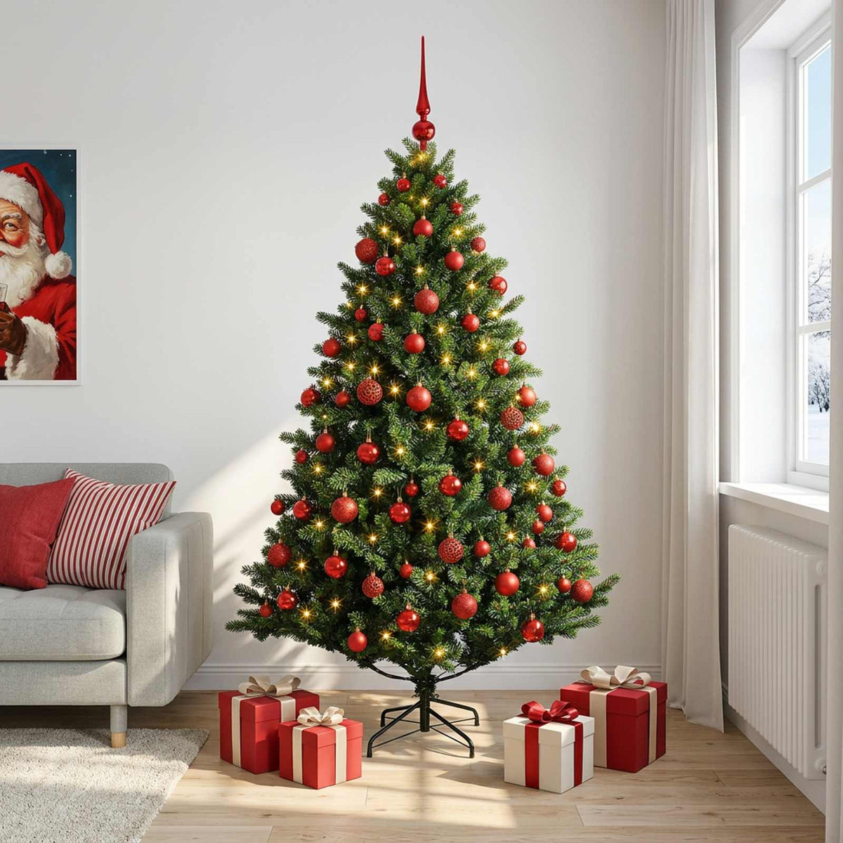 vidaXL Artificial Christmas Tree with Bauble 210 cm 300 LEDs