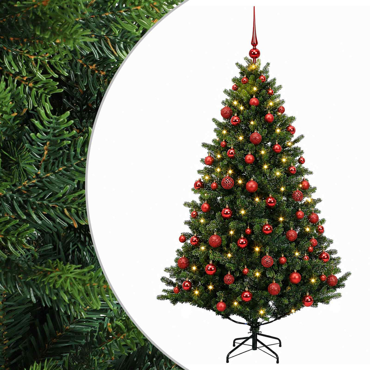 vidaXL Artificial Christmas Tree with Bauble 210 cm 300 LEDs