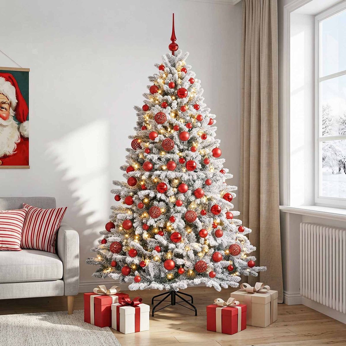 vidaXL Artificial Christmas Tree with Bauble 210 cm 300 LEDs