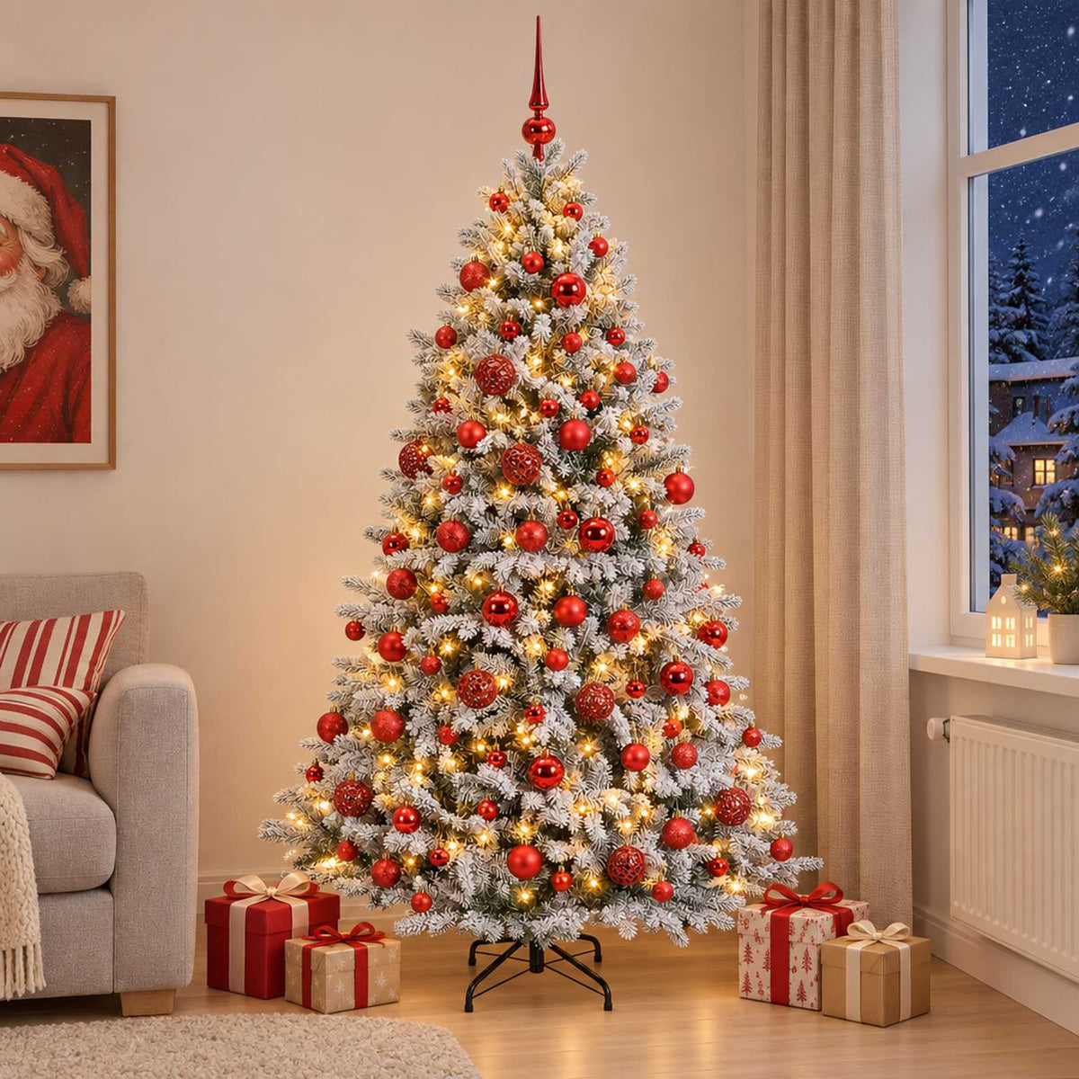 vidaXL Artificial Christmas Tree with Bauble 210 cm 300 LEDs