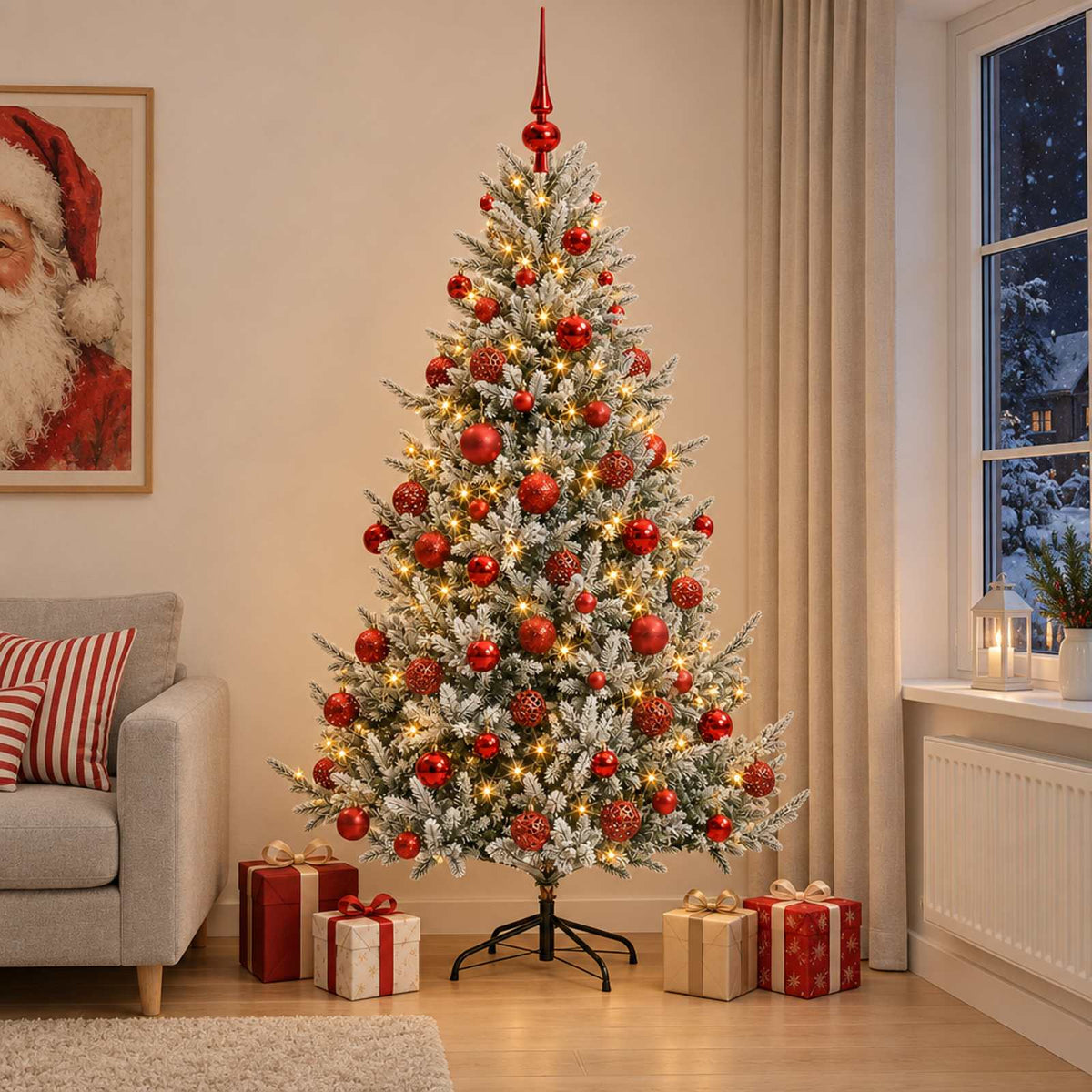 vidaXL Artificial Christmas Tree with Bauble 210 cm 300 LEDs