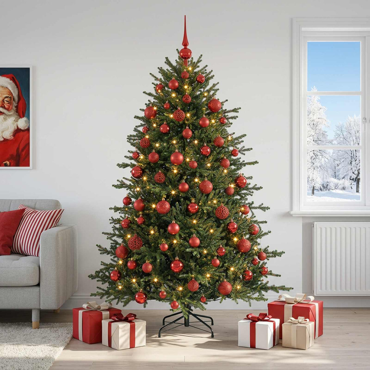 vidaXL Artificial Christmas Tree with Bauble 180 cm 300 LEDs