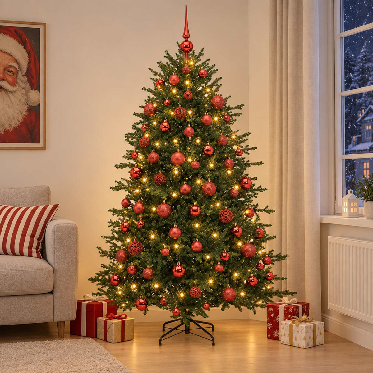 vidaXL Artificial Christmas Tree with Bauble 180 cm 300 LEDs