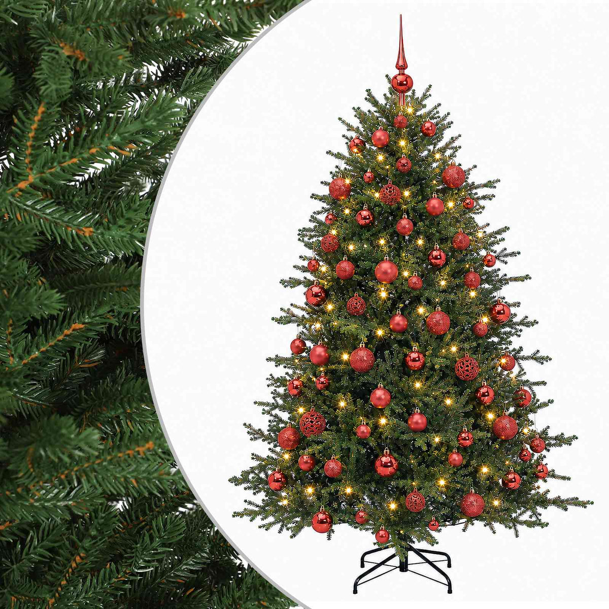 vidaXL Artificial Christmas Tree with Bauble 180 cm 300 LEDs