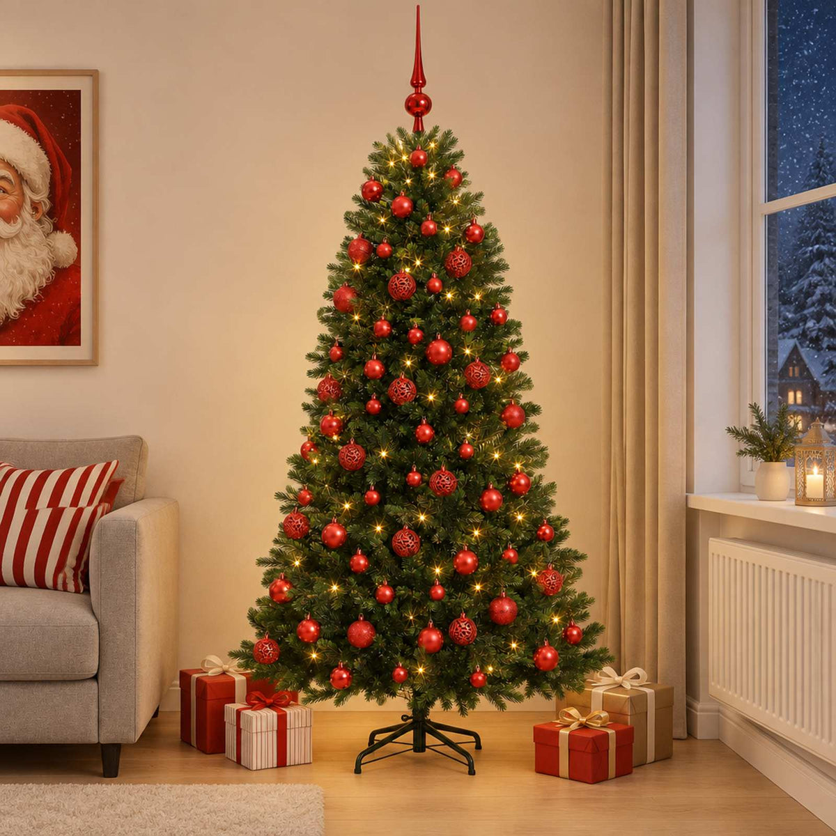 vidaXL Artificial Christmas Tree with Bauble 240 cm 300 LEDs