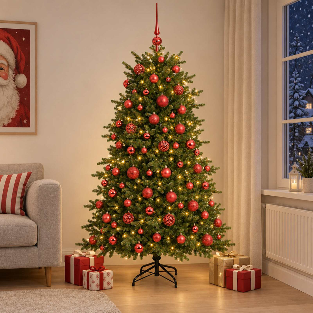 vidaXL Artificial Christmas Tree with Bauble 210 cm 300 LEDs