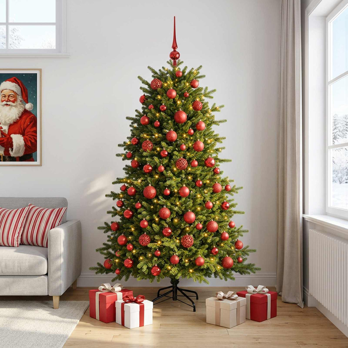vidaXL Artificial Christmas Tree with Bauble 240 cm 300 LEDs