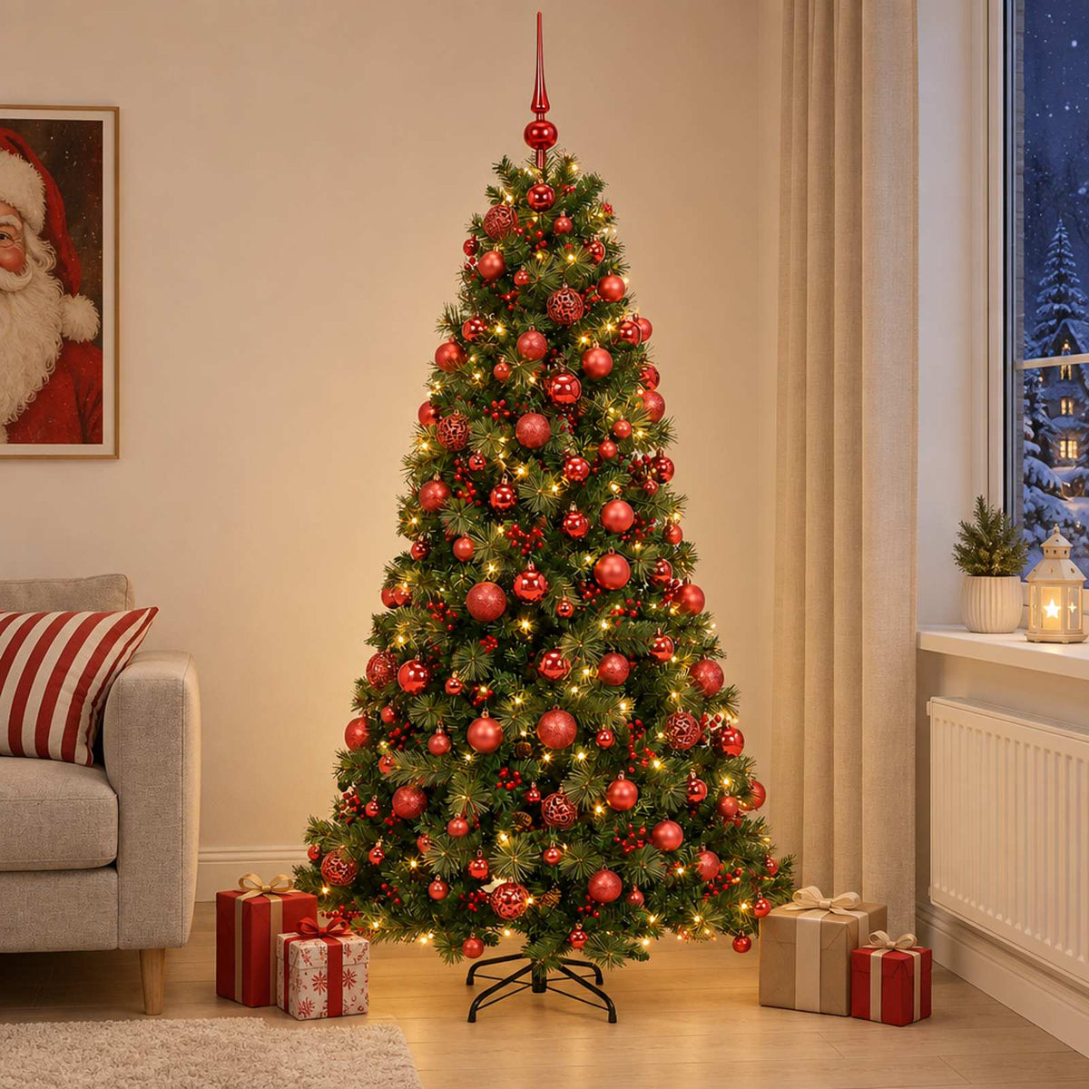 vidaXL Artificial Christmas Tree with Bauble 210 cm 300 LEDs