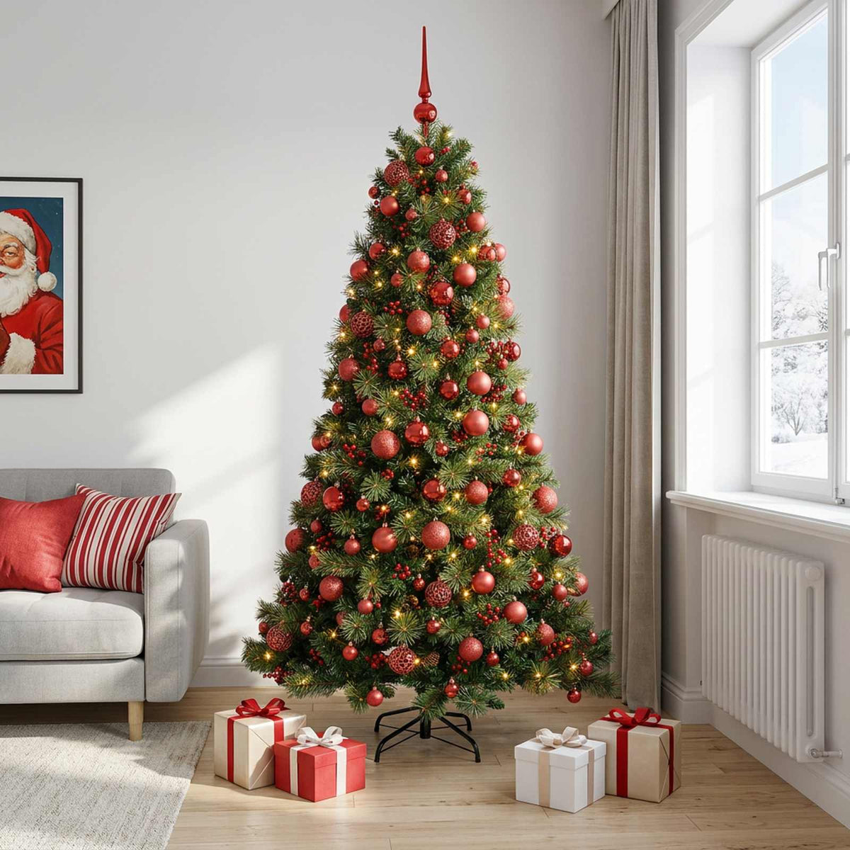 vidaXL Artificial Christmas Tree with Bauble 180 cm 300 LEDs