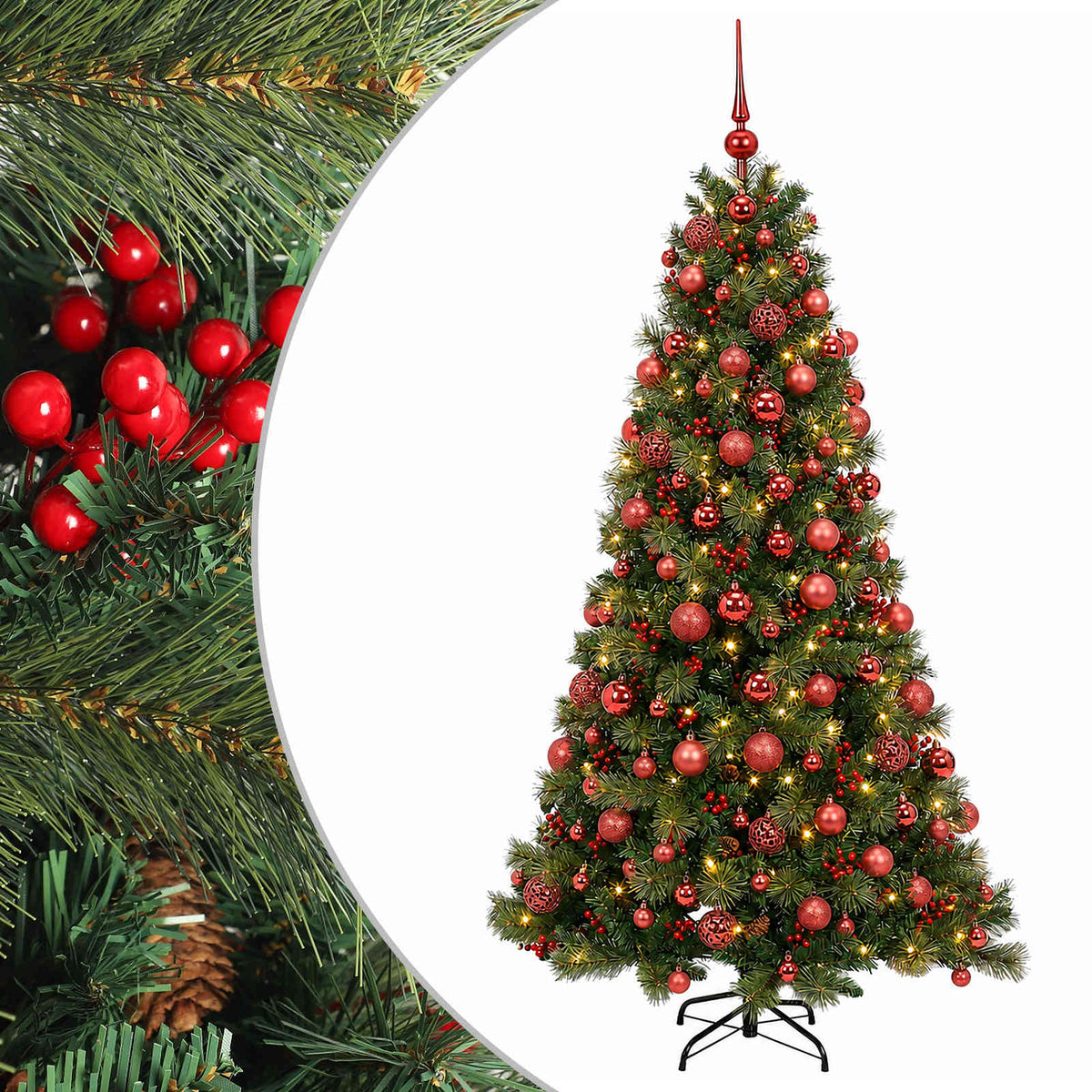 vidaXL Artificial Christmas Tree with Bauble 180 cm 300 LEDs