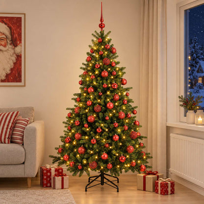 vidaXL Artificial Christmas Tree with Bauble 210 cm 300 LEDs