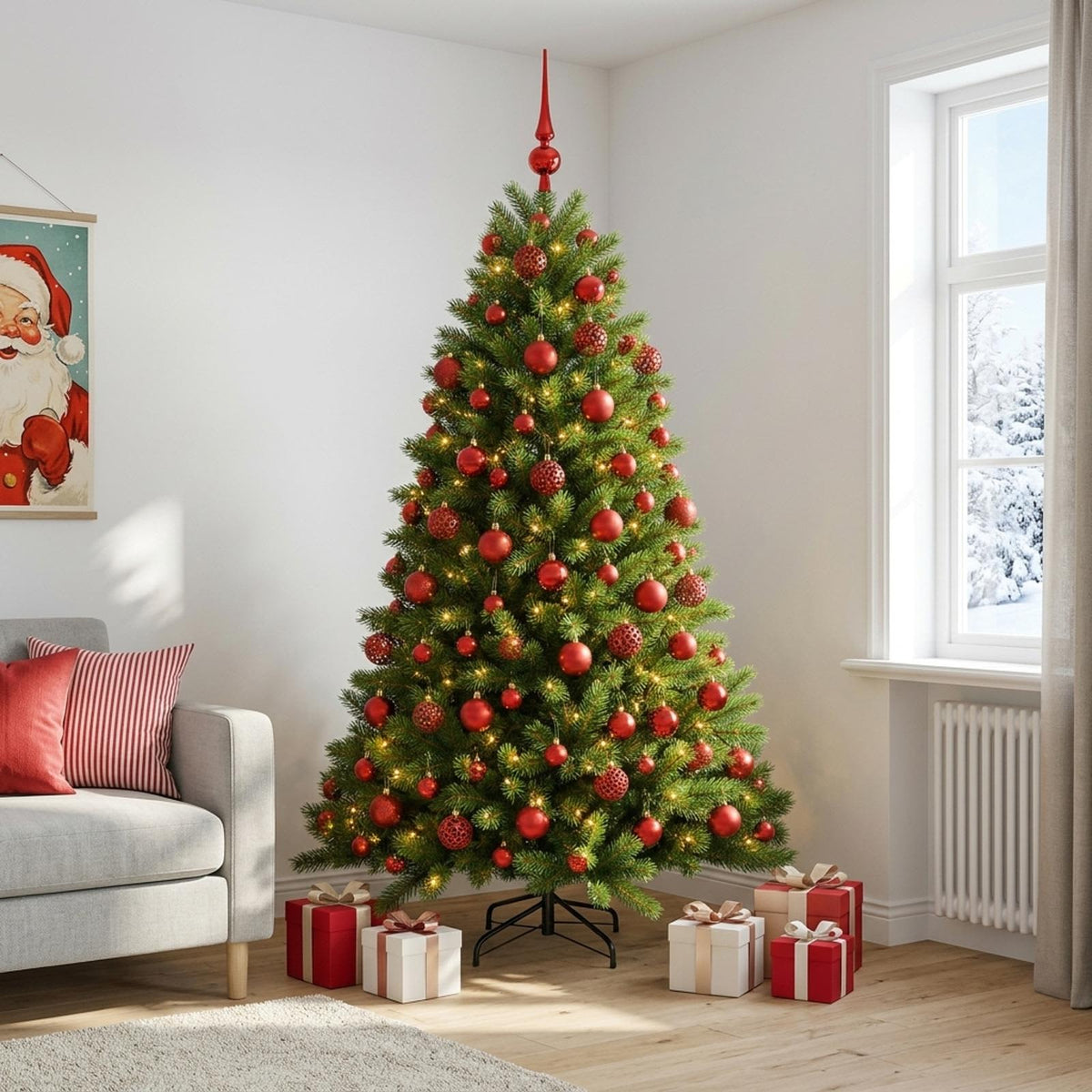 vidaXL Artificial Christmas Tree with Bauble 240 cm 300 LEDs