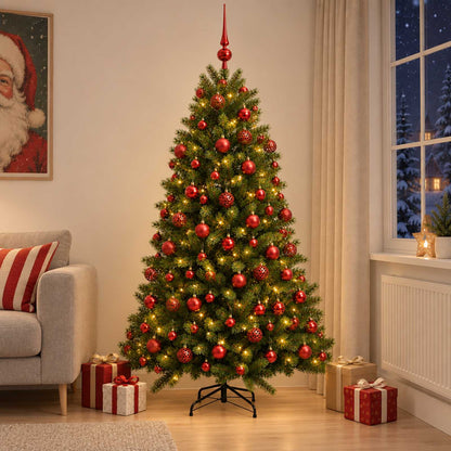 vidaXL Artificial Christmas Tree with Bauble 210 cm 300 LEDs