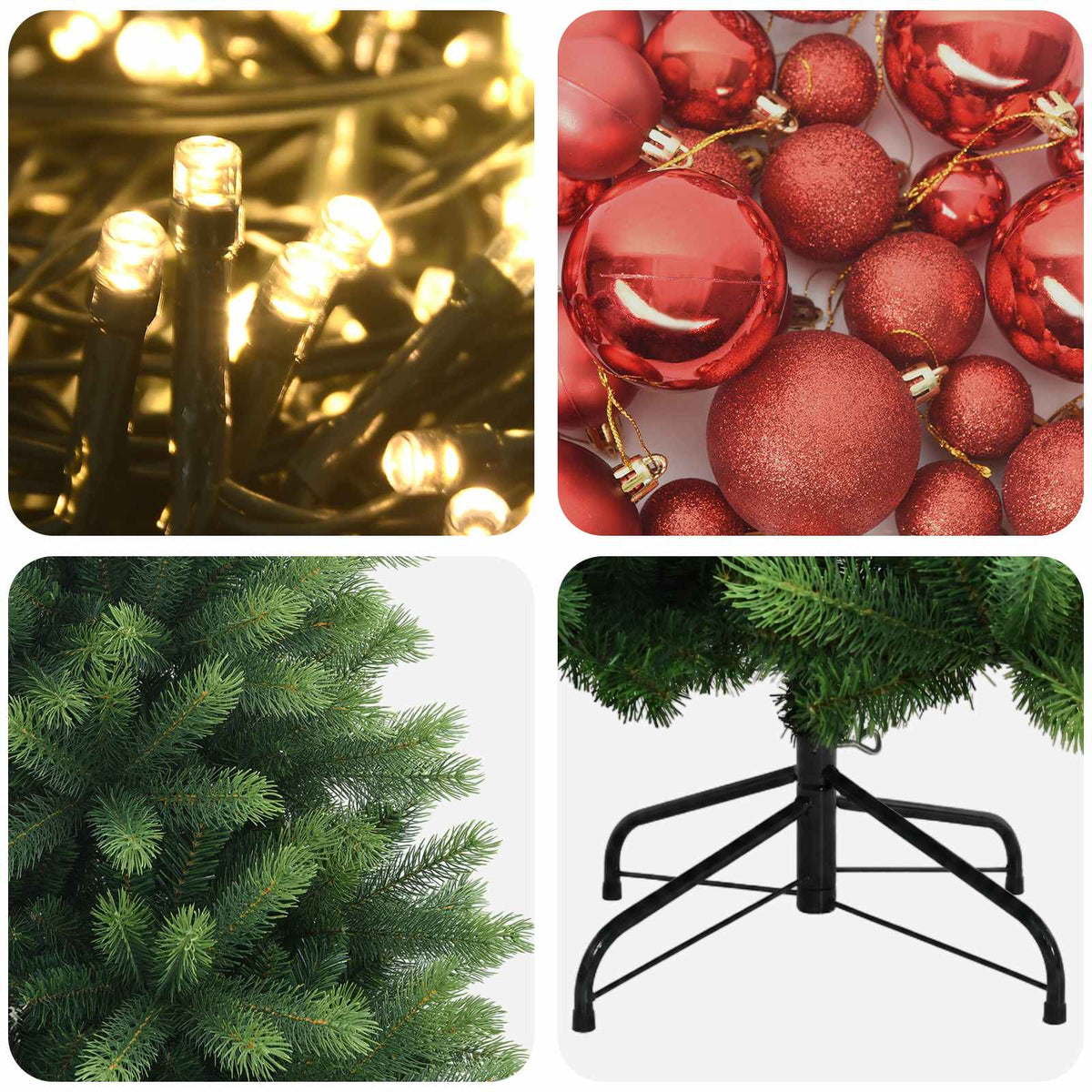 vidaXL Artificial Christmas Tree with Bauble 180 cm 300 LEDs