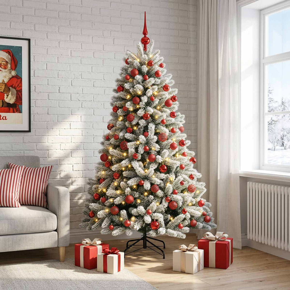 vidaXL Artificial Christmas Tree with Bauble 240 cm 300 LEDs
