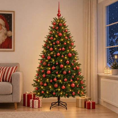 vidaXL Artificial Christmas Tree with Bauble 210 cm 300 LEDs