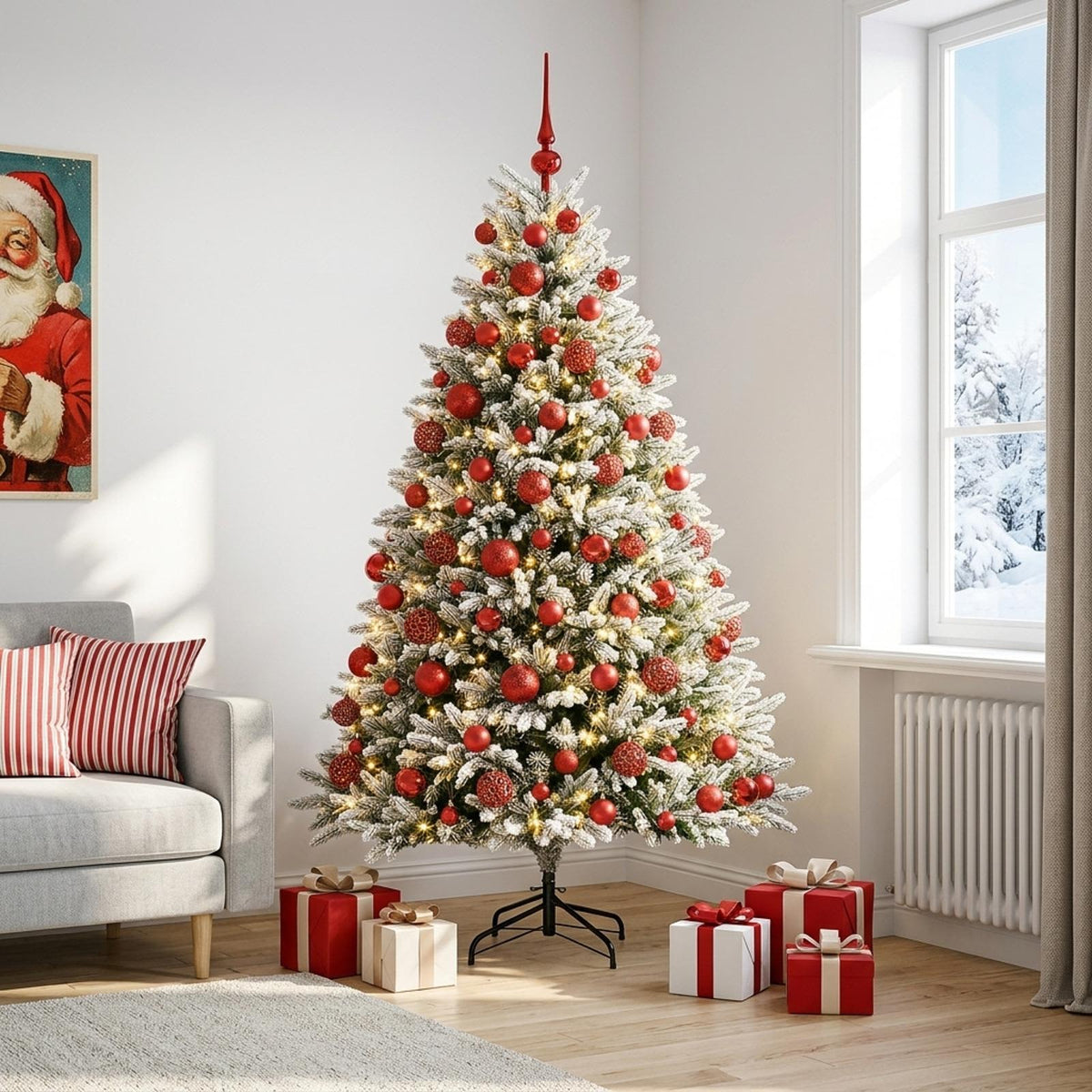 vidaXL Artificial Christmas Tree with Bauble 240 cm 300 LEDs