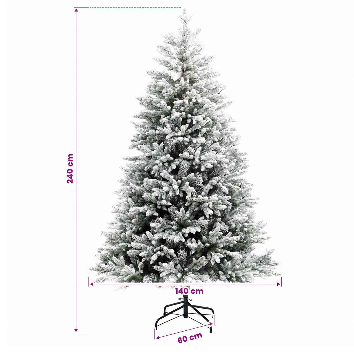 vidaXL Artificial Christmas Tree with Bauble 240 cm 300 LEDs