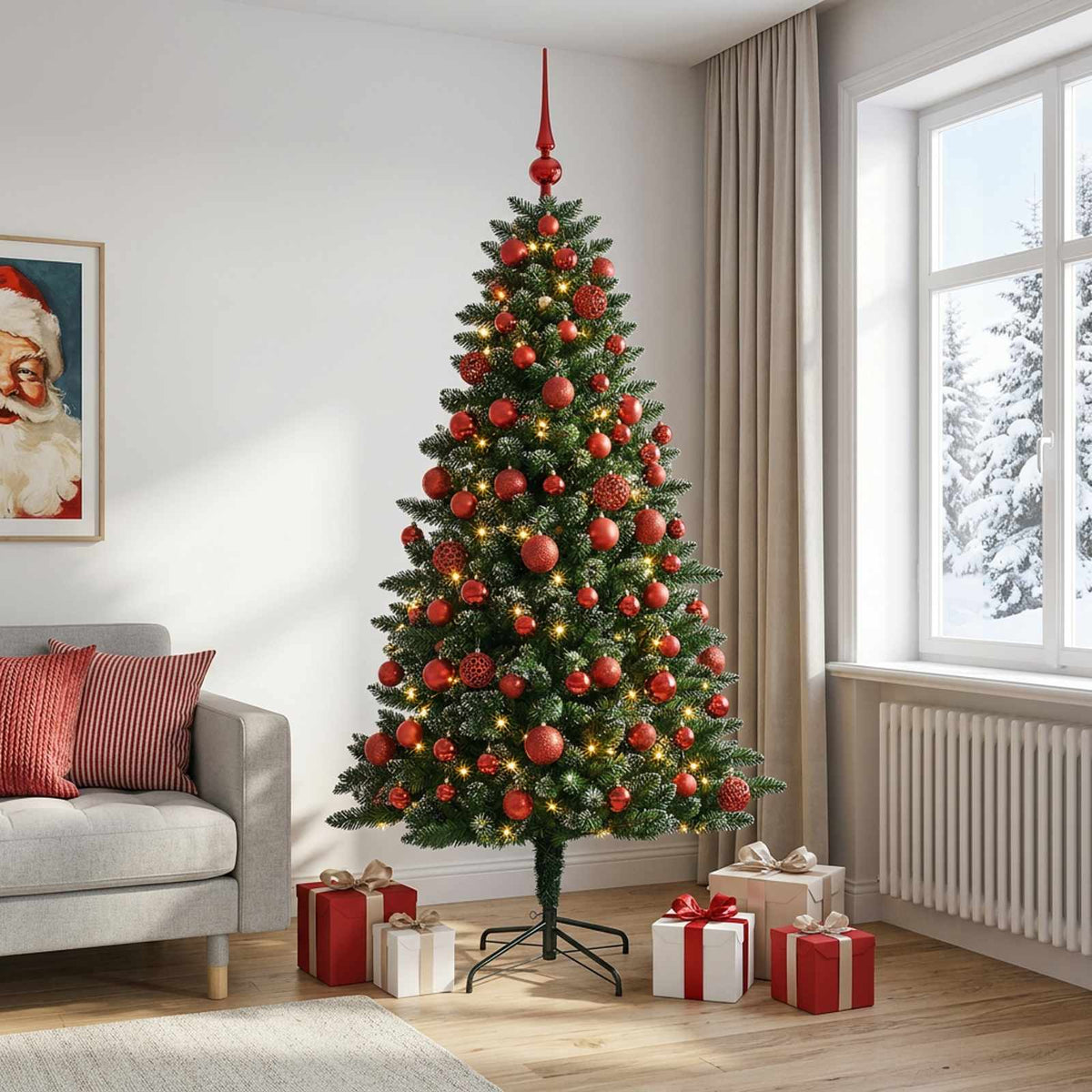 vidaXL Artificial Christmas Tree with Bauble 180 cm 300 LEDs