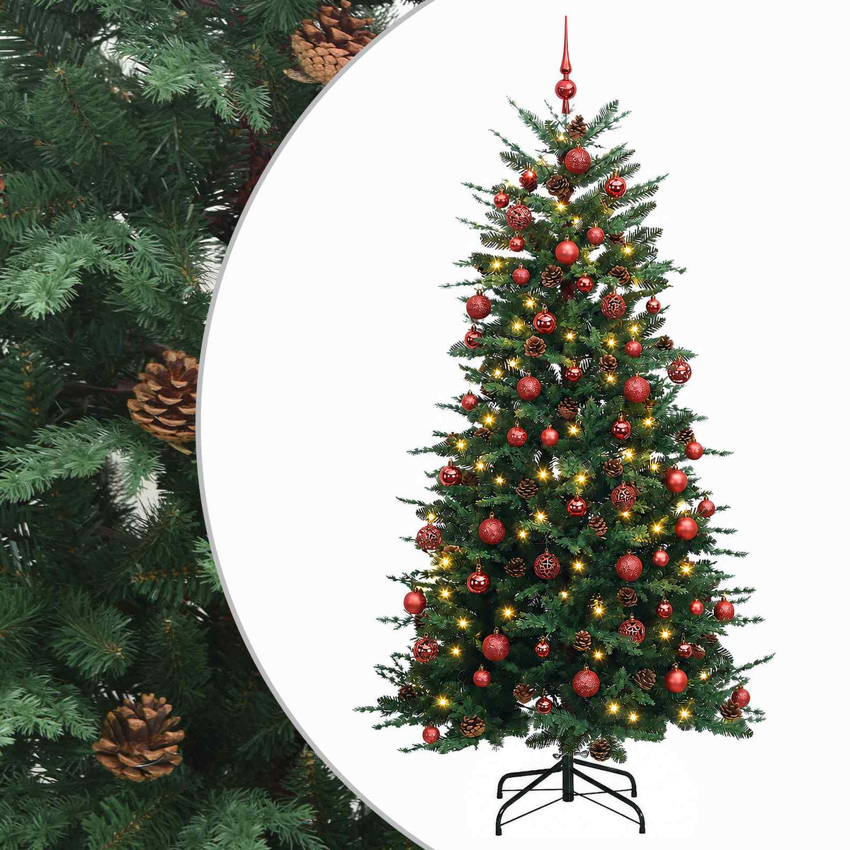 vidaXL Artificial Hinged Christmas Tree 240 cm 300 LEDs Warm White