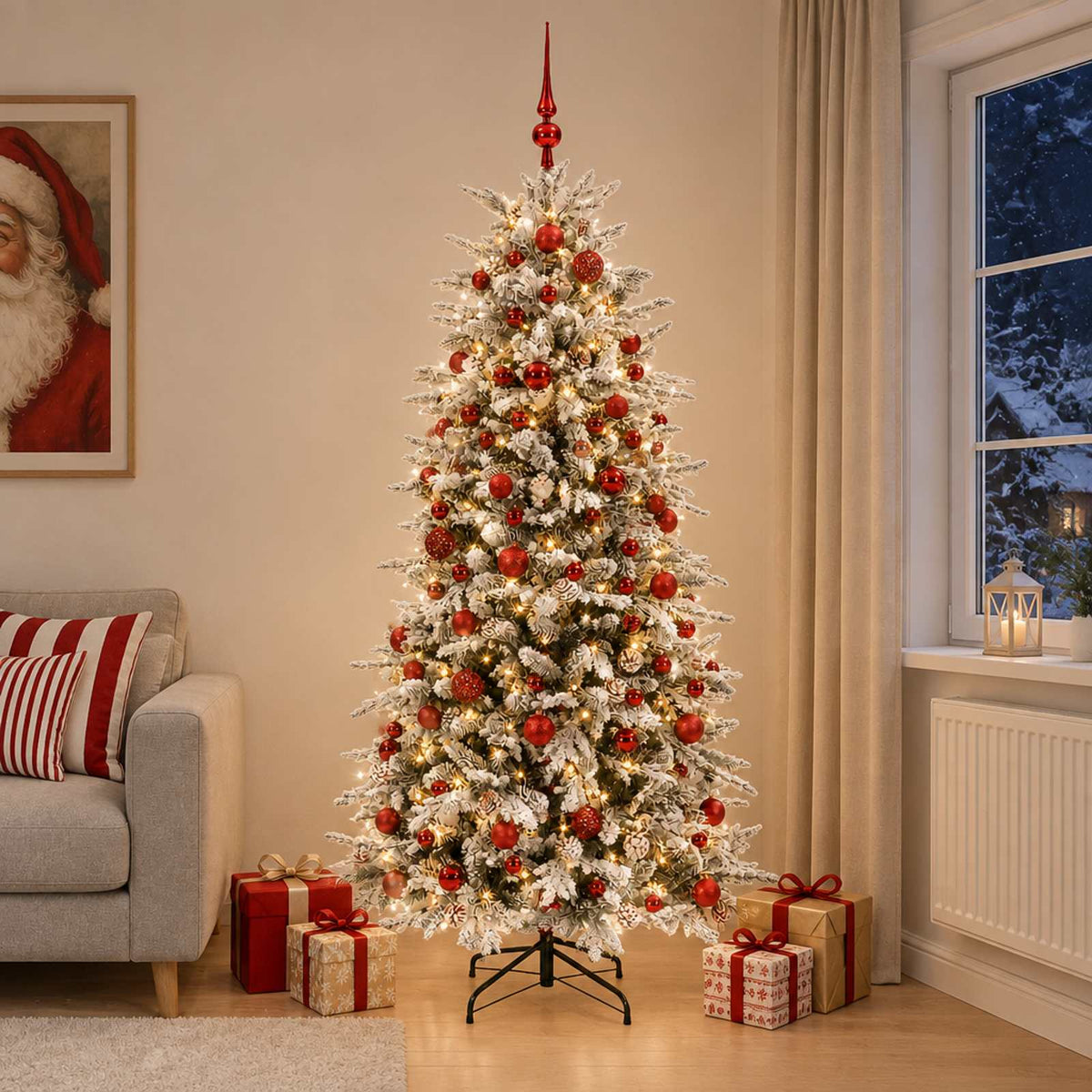 vidaXL Artificial Christmas Tree with Bauble 210 cm 300 LEDs