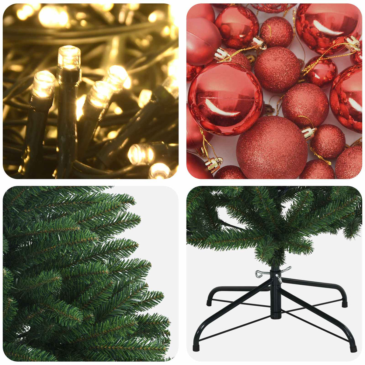 vidaXL Artificial Christmas Tree Mid-green with Bauble 180 cm 300 LEDs