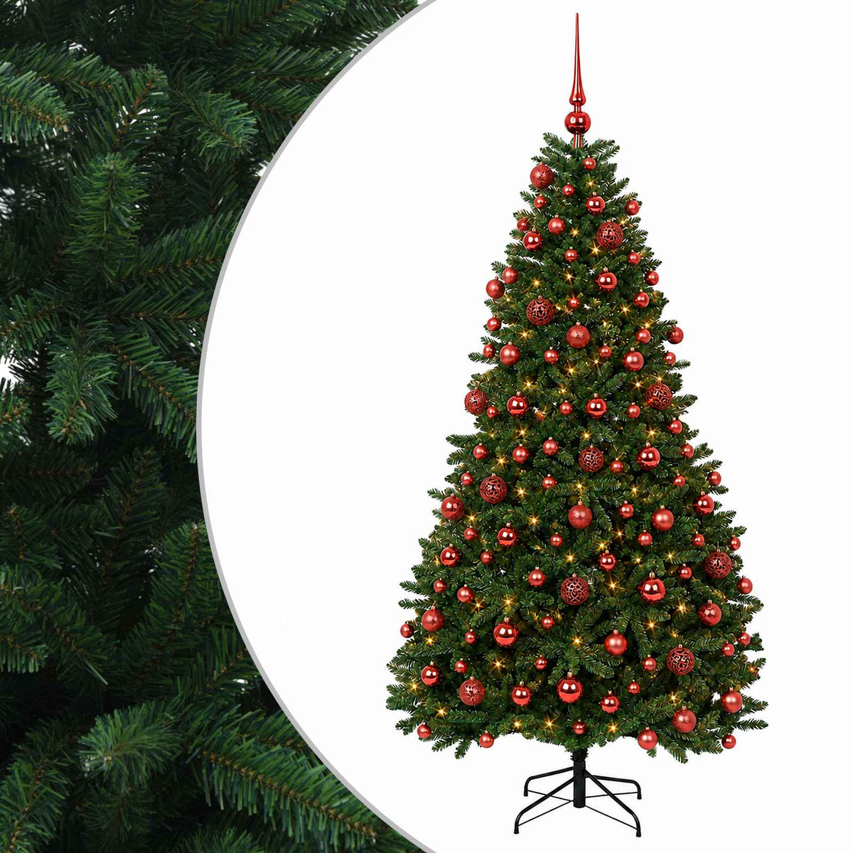 vidaXL Artificial Christmas Tree Mid-green with Bauble 180 cm 300 LEDs