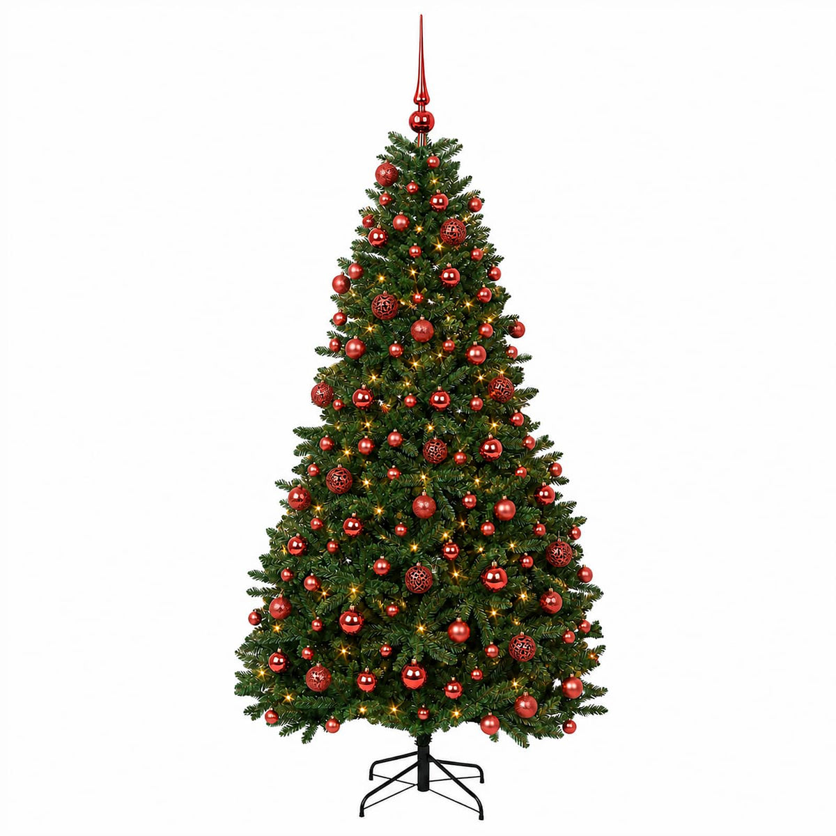 vidaXL Artificial Christmas Tree Mid-green with Bauble 180 cm 300 LEDs