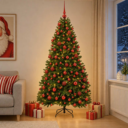 vidaXL Artificial Christmas Tree Mid-green with Bauble 240 cm 300 LEDs