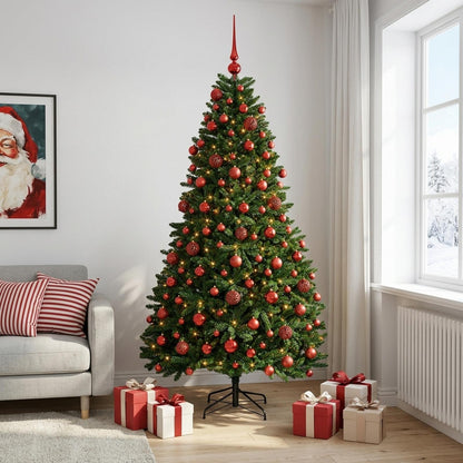 vidaXL Artificial Christmas Tree Mid-green with Bauble 240 cm 300 LEDs